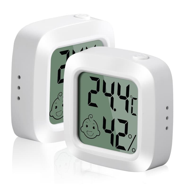 Vinabo 2 pièces Petit Thermomètre Hygromètre Intérieur Digital à Haute Précision, Indicateur Niveau de Confort pour Bureau,Chamb