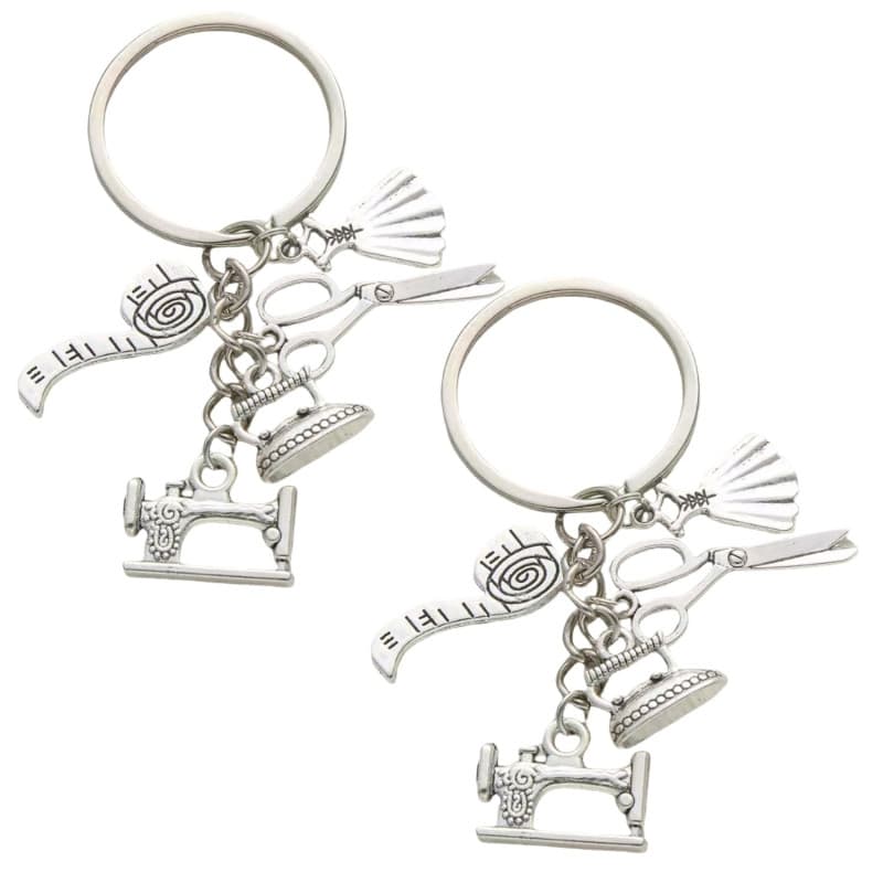Porte-clés en fer à coudre Quilting,2 pièces Porte-clés en alliage Porte-clé Sac à main Charme Machine à coudre Outils Ciseaux F