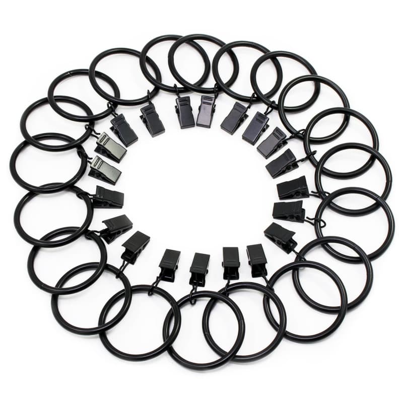 Fippy 20 Pièces Anneaux de Rideau avec Pince, Anneaux de Suspension de Rideaux en Acier Inoxydable avec des Clips pour Rideau Ph