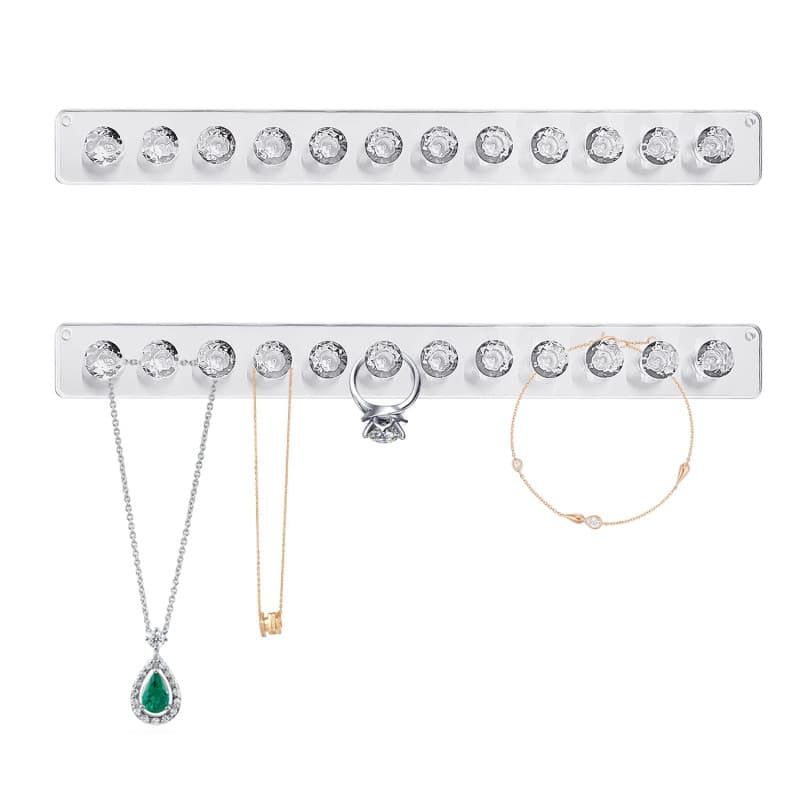 2 pièces porte-collier, porte-bijoux mural en acrylique, organisateur de collier auto-adhésif, présentoir de bijoux, crochet de
