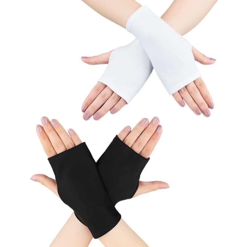 2 Ensembles De Gants Sans Doigts De Protection Solaire, Gants Sans Doigts, Gants Courts Élastiques À Demi-Doigts, Adaptés À La P