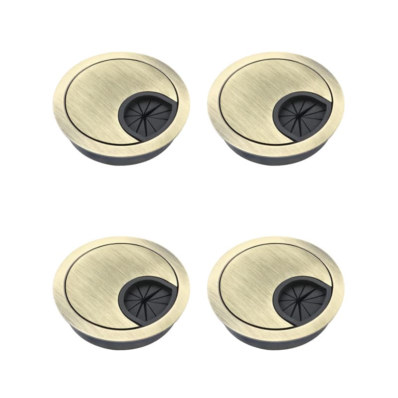 QWORK® 2 Pcs Passe Câbles Bureau 60mm, Cache Trou de Câble Passe Fil en Alliage de Zinc pour Bureaux et Plans de Travail (Bronze