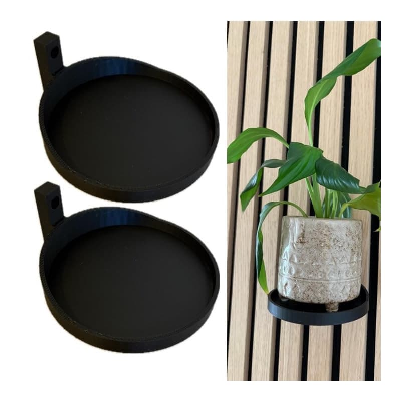 js3dmanufaktur Lot de 2 plateaux pour plantes Support de plantes Anneau de plante Pot de fleurs Plante pour mur Panneaux acousti