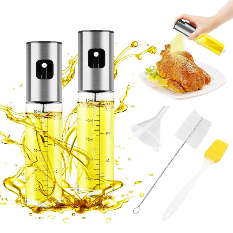 JOPHEK Spray Huile Cuisine, 2 Pièces 100ml Spray Huile D'olive Vaporisateur D'huile et de Vinaigre, Pulvérisateur D'huile Premiu