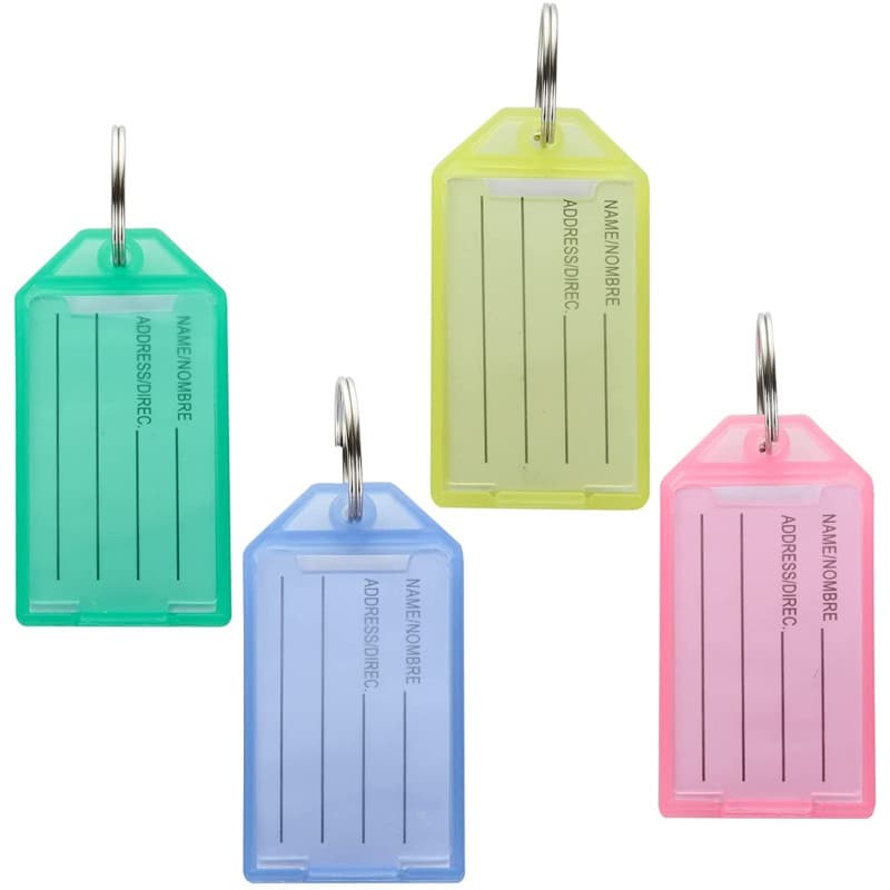 GOYADA Lot de 80 Porte Clef Etiquette Solide, Porte Clef Plastique Couleur, Porte Clés Etiquette en Plastique avec Anneau Fendu