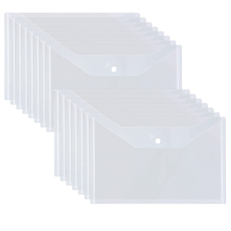 GOYADA Lot de 48 Pochette Porte Document A4 Transparente, Pochette Plastique A4 en Polypropylène avec Bouton pour l'organisation