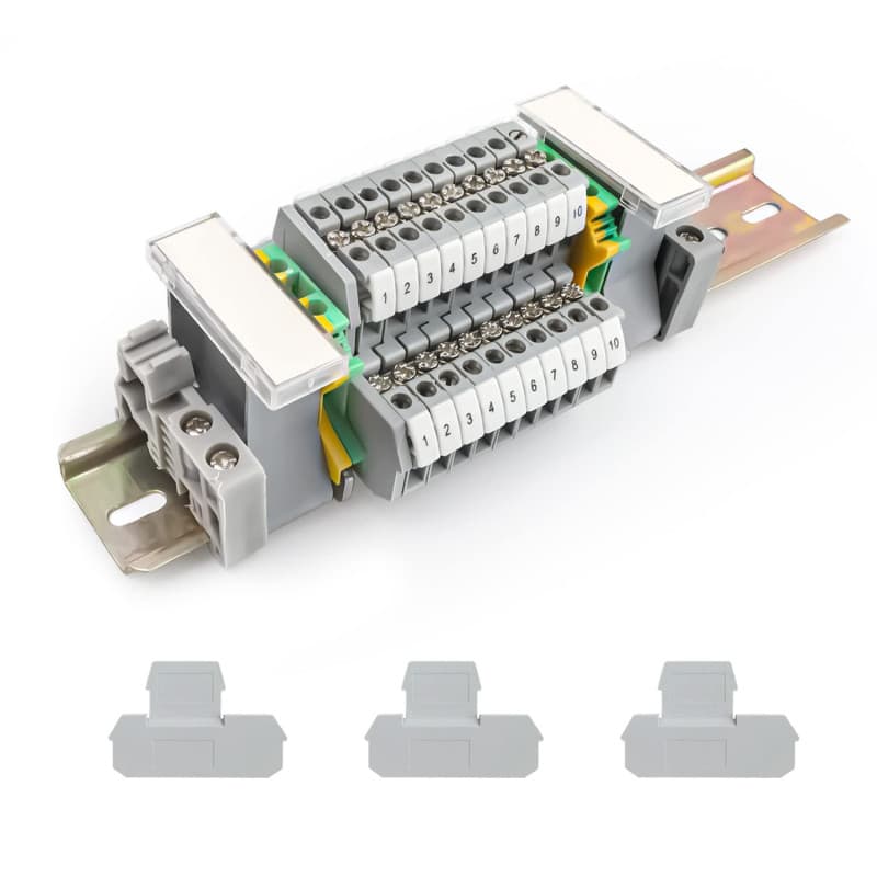 WJUAN Kit de Blocs de Connexion pour Rail DIN UK/ MBKK2.5 Borniers pour rail DIN, Barrette de Connexion, Bornier à Travers le Ki