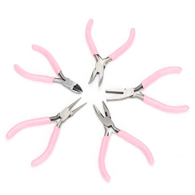 Ensemble de pinces pour le travail manuel, mini pinces en métal rose Kit de 4 po Outil de création de bijoux artisanaux, y compr