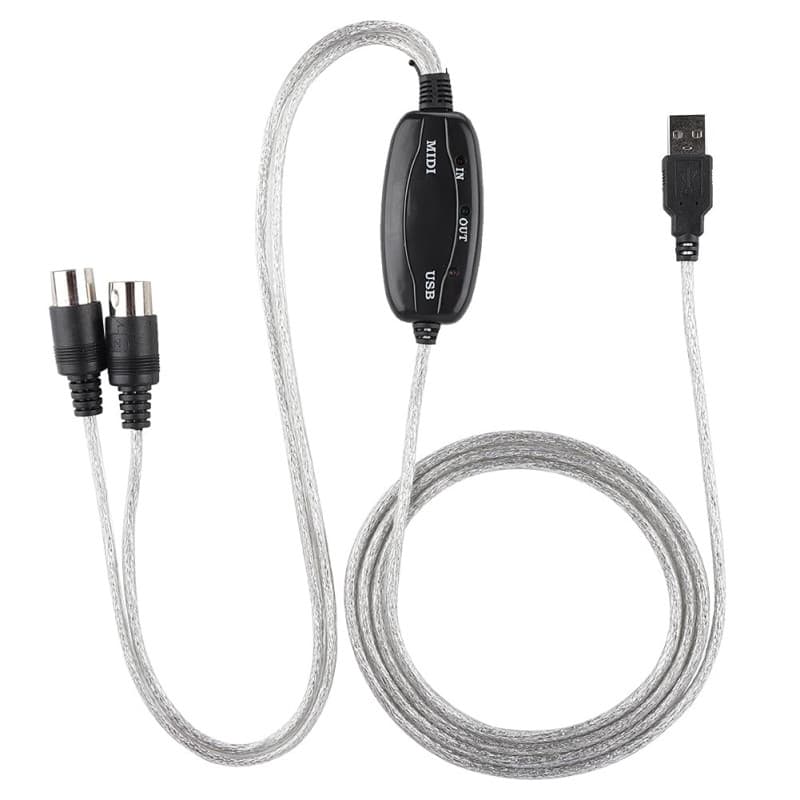Lazmin Câble MIDI, Convertisseur de câble MIDI vers USB Cordon Adaptateur d'interface MIDI Clavier Clavier Ligne d'édition de Mu