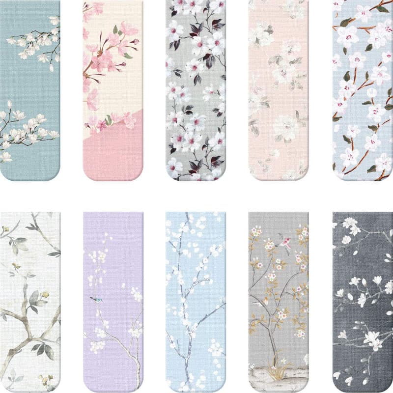 10 Pièces Signets Magnétiques Marqueurs de Page Magnétique Marqueurs de Livres Variés Ensemble pour Élèves Lisant(Style Floral,