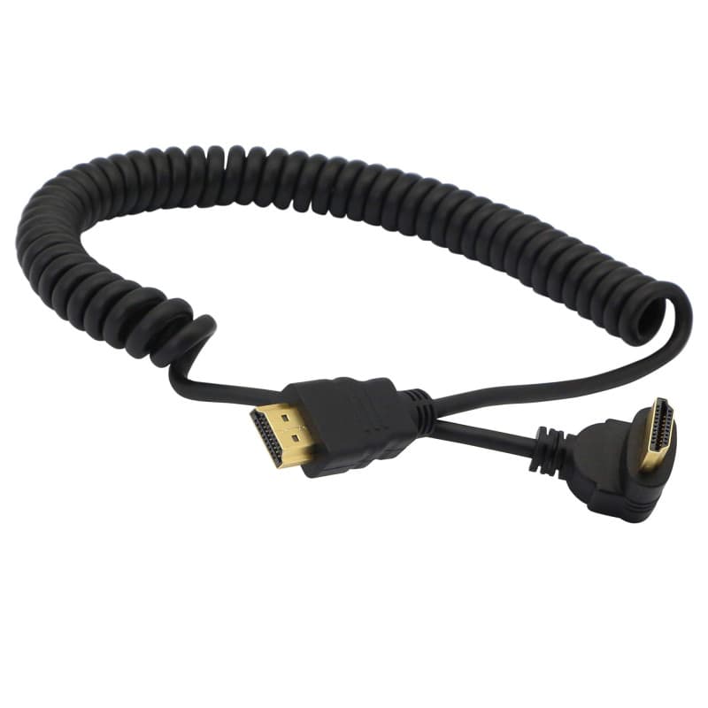 PNGKNYOCN Câble spirale à angle droit HDMI 270 degrés coude mâle HDMI vers mâle HDMI câble spirale à ressort, support 3D 1080P,