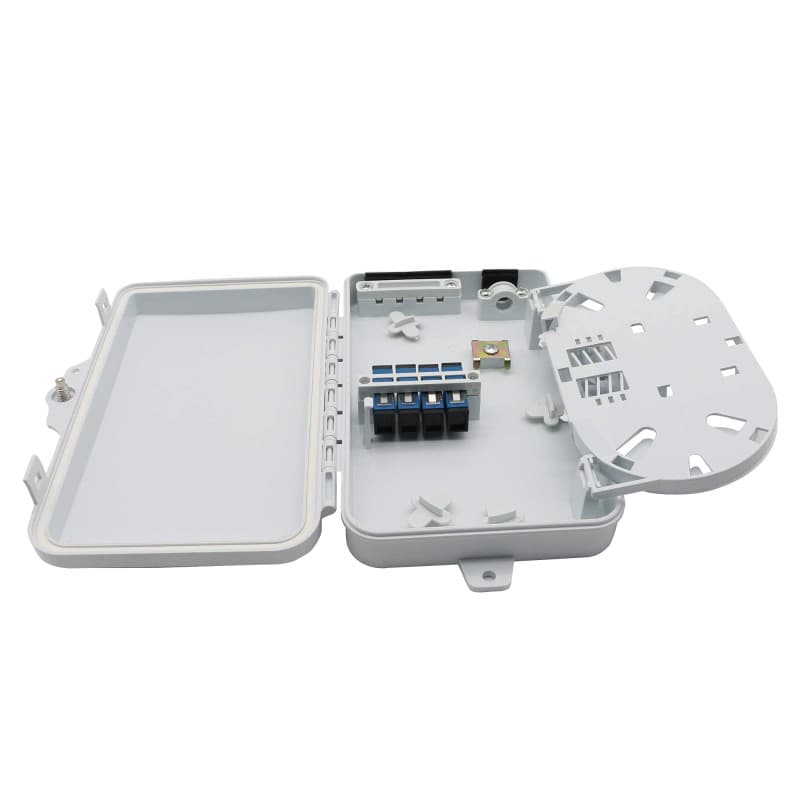 PNGKNYOCN Boîte de distribution de fibre optique FTTH à 4 cœurs, boîte de distribution de fibre optique à 4 ports pour adaptateu