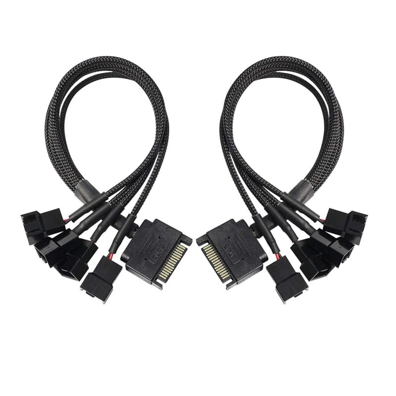 Adaptateur de ventilateur SATA vers 3 broches 4 broches, SATA 15 broches vers 4 x 3 broches/4 broches 12 V pour boîtier PC - 28