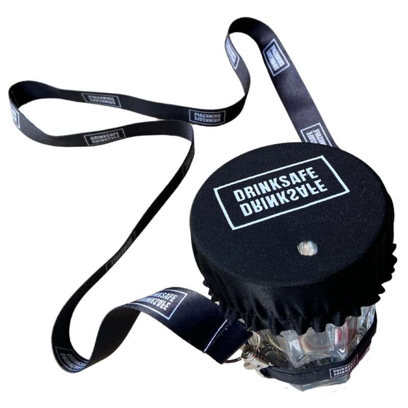 DrinkSafe I Porte gobelet,Tour de Cou gobelet protège Verre réutilisable à Souhait, Anti-Renversement pour soirées et Festivals