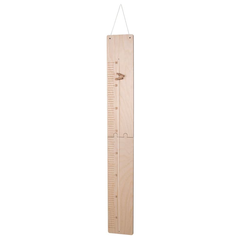 Rayher 62985505 Toise murale, bois naturel FSCMixCred, kit 5 pces. à monter soi-même, 47X12,5X2cm, règle graduée de 65-140cm, dé