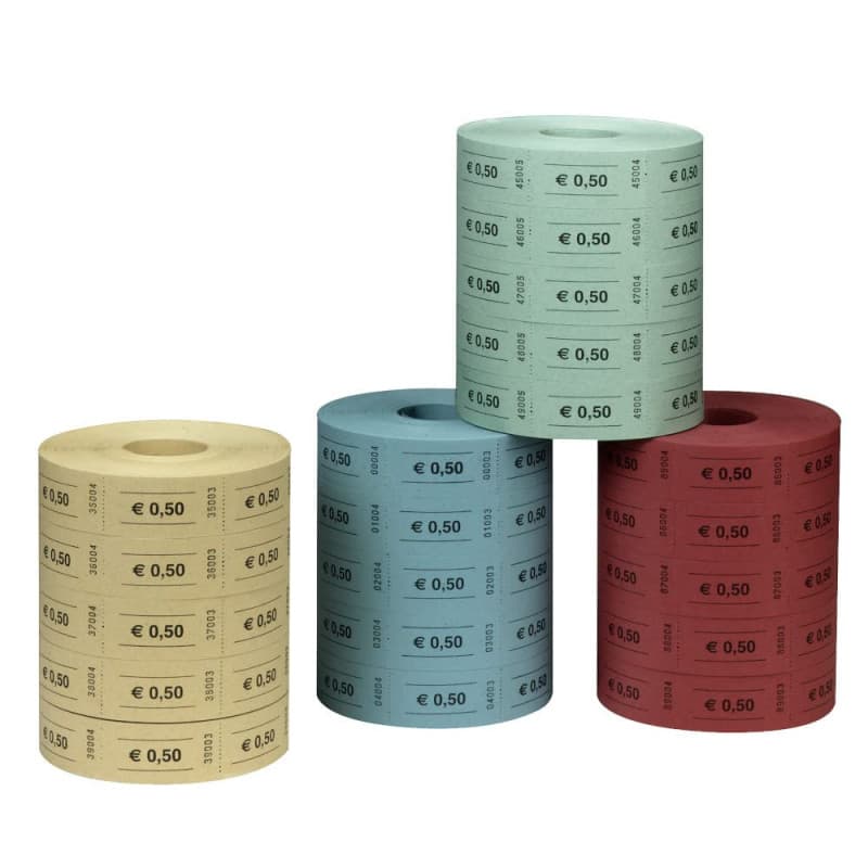 Herlitz 10733350 Lot de 5 rouleaux de 1000 tickets-valeur 0,5 (Différents coloris) (Import Allemagne)