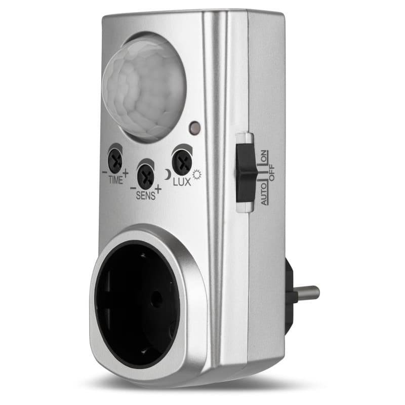 GAO EMP600PIR Prise intermédiaire avec détecteur de Mouvement PIR 120° Relais Argent IP20