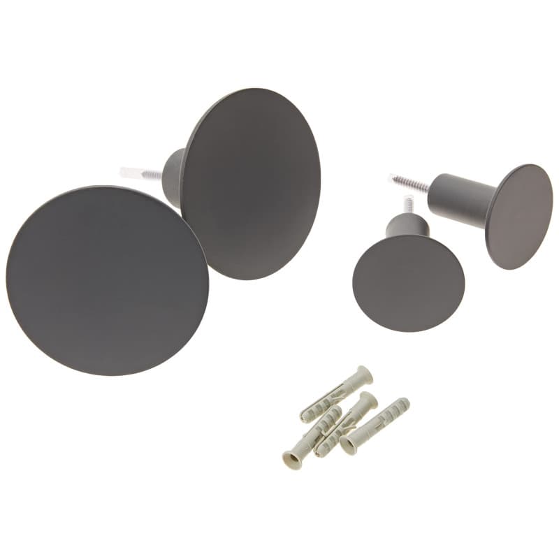 blomus Ponto 65800 Lot de 4 crochets muraux de couleur moderne tendance Gunmetal, accessoires d'intérieur élégants, crochets à v