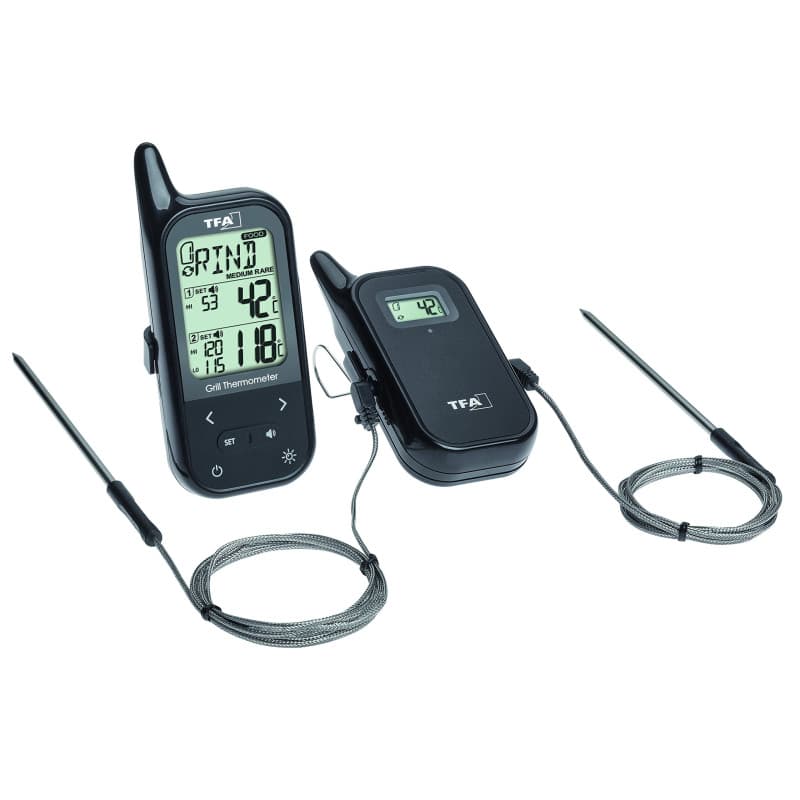 TFA Dostmann Küchen-Chef Thermomètre à rôtis/gril numérique sans fil, 14.1511.01, 2 sondes à piquer pour mesurer la température