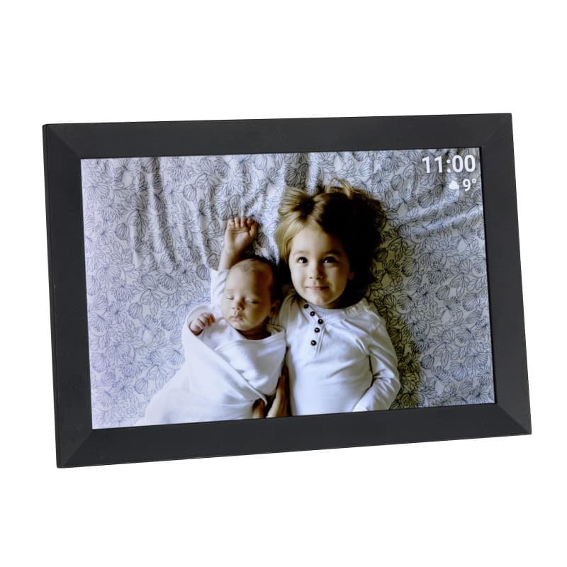TFA Dostmann Cadre Photo numérique Wi-FI 37 1000 cm avec Application Frameo, Port USB, pour vidéos et Photos, Heure + Affichage