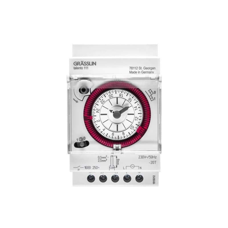 GRÄSSLIN 01.28.1001.1 talento 111 SK- Horloge de Distribution analogique avec Programme journalier I 3TE I 1 Canal I Montage sur