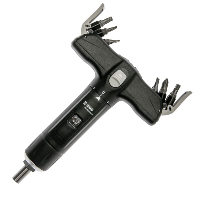 WGB Das Werkzeug Tournevis dynamométrique avec 12 embouts dans poignée en T pour vélo | Clé dynamométrique 1/4" avec cruciforme,