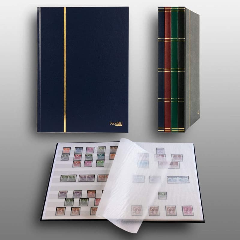 Prophila Collection Album pour Timbres, 16 Pages, intérieur Blanc (couv. Bleu)
