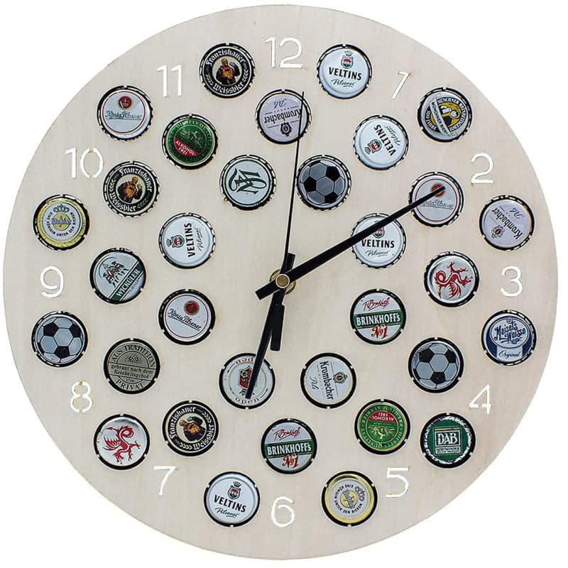 Safe Horloge Murale en Forme de Capsules pour 32 Bouchons - Cadeau d'anniversaire pour Lui - Uniquement pour Les Vrais collectio