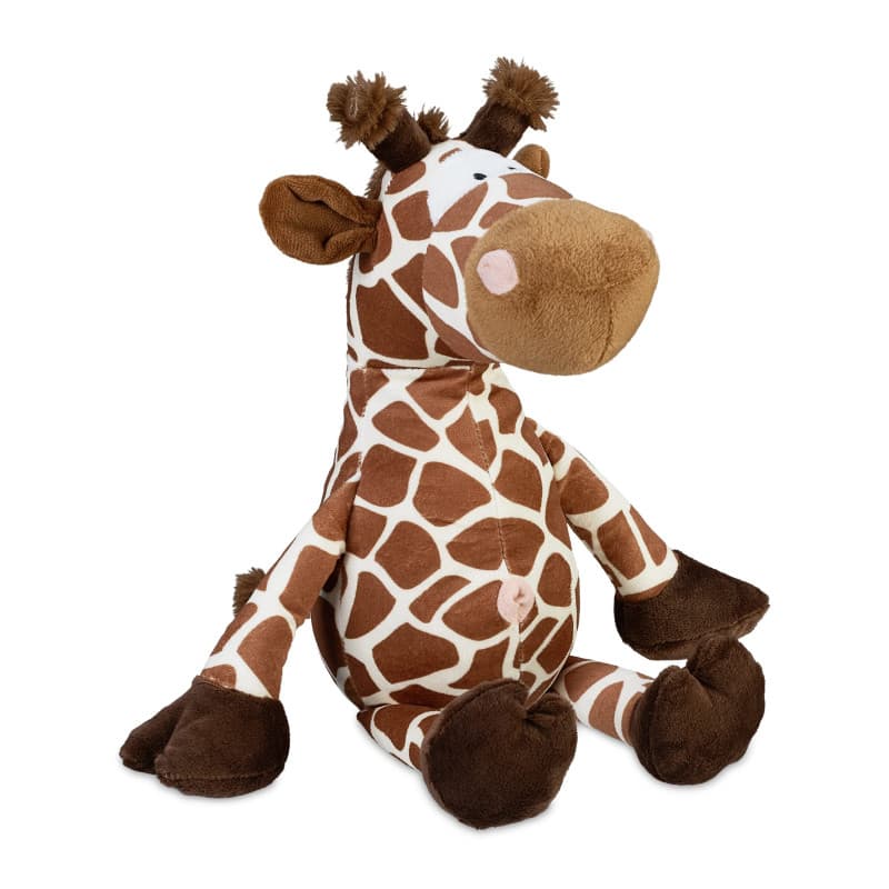 Relaxdays Butoir de Porte Girafe, Tissu, à Poser au Sol, rempli de Sable, intérieur, butée, HxLxP : 26x25x23 cm, Marron