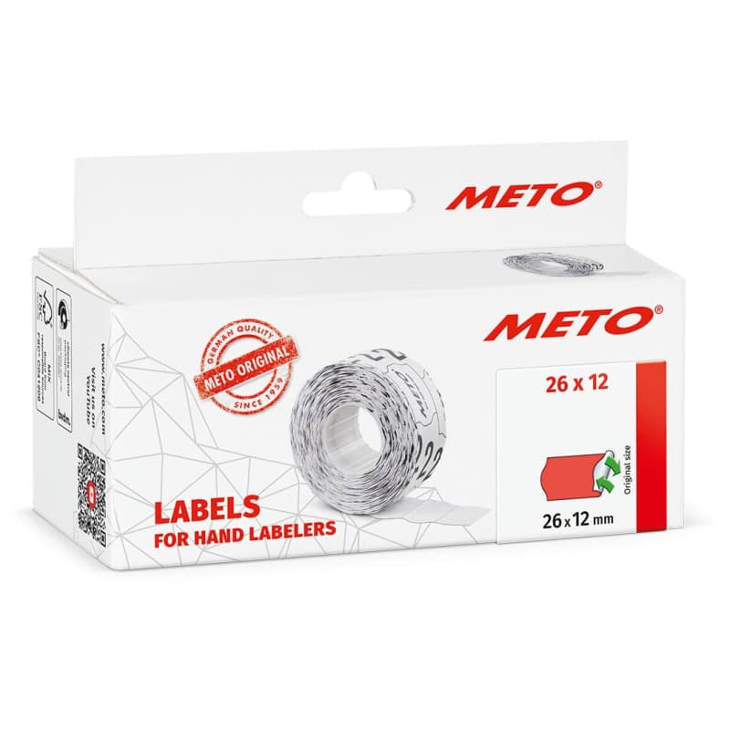 Meto Étiquettes pour étiqueteuse manuelle, réf. 9506164 (26 x 12 mm, 1 ligne, 6000 étiquettes, décollables et repositionnables,