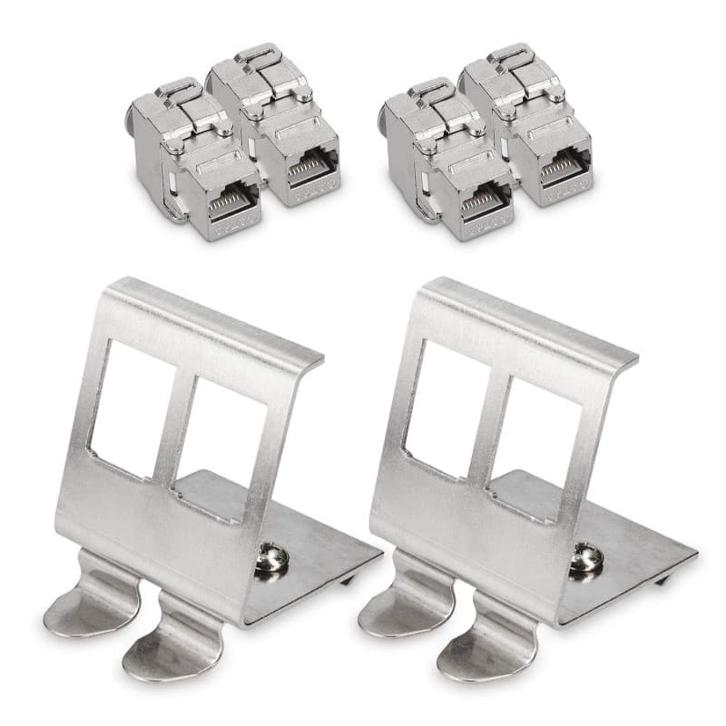 kwmobile 4X Module Keystone RJ45 Cat 6a - Modules de Brassage pour Branchement Câble RJ45 - Connecteur Blindé avec Support pour