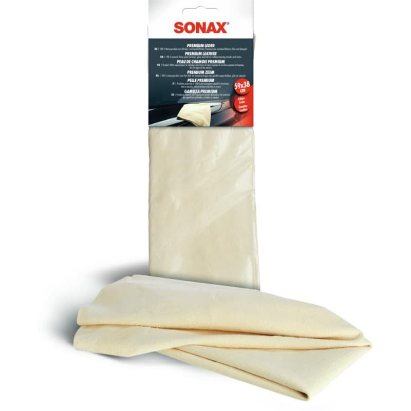 SONAX Peau de Chamois Premium (1 pièce) 100% Naturel pour Le séchage sans Traces et Rayures de Surfaces peintes et laquées, des