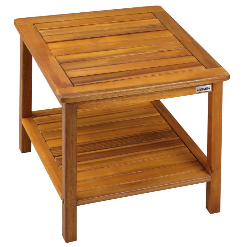 Table Basse de Jardin Washington en Bois d'acacia 45 x 45 cm Table d'appoint 2 Niveaux intérieur extérieur