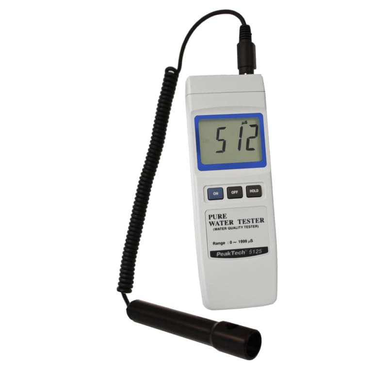 PeakTech 5125 – Conductimètre Numérique Professionnel 0 à 2000 µS pour Systèmes d'Eau, Conductimètre avec Écran LCD 21,5 mm, Con
