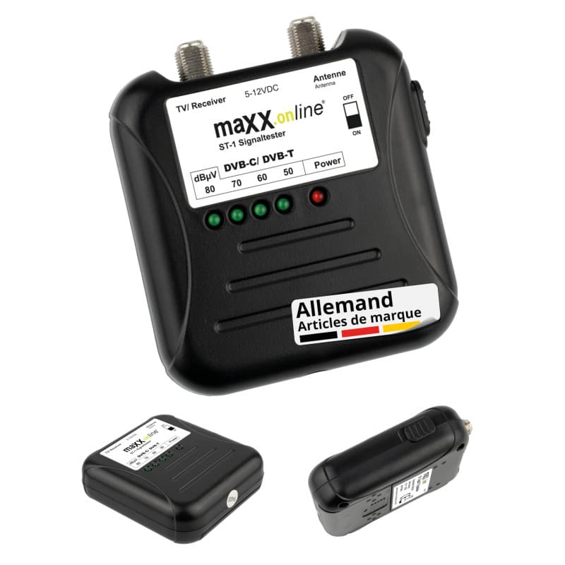 maxx.onLine Testeur de signaux DVB-T2/DVB-C, mesurer le signal d'antenne, vérifier l'intensité du signal de la télévision par câ
