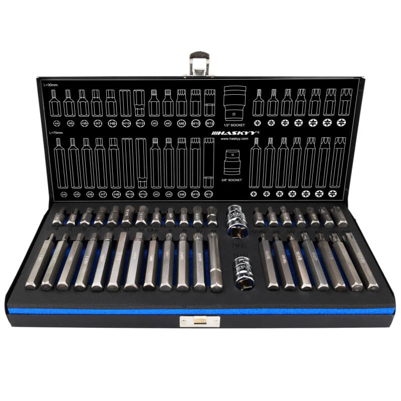 XZN - Lot de 40 douilles hexagonales - Torx à dents multiples - Torx : T20, T25, T30, T40, T45, T50, T55 - XZN : M5, M6, M8, M10