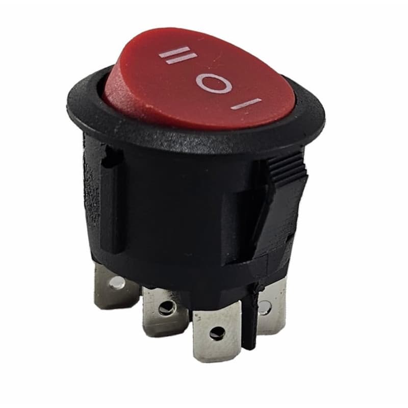 Interrupteur à bascule rond 6 broches 250 V 6 A ON-OFF-ON - Interrupteur à bascule rouge non éclairé