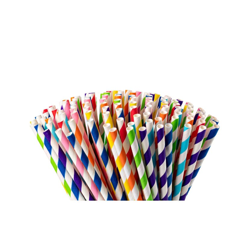 Inoverse Lot de 100 pailles jetables en papier kraft - Diamètre : 8 mm x 24 cm - 100 % laine biodégradable - Pour cocktails, fêt