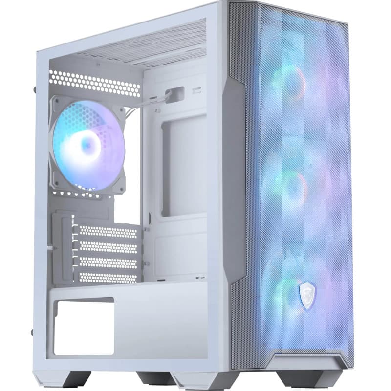 Boîtier ATX semi-tour MSI MAG FORGE M100R WHITE Blanc Acier Verre trempé