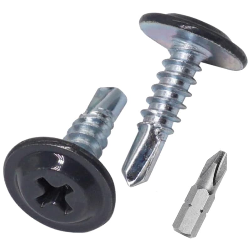 SKIR'CO Lot de 150 vis autoforeuses peintes 4,2 x 16 mm, tête de réglage modifiée Phillips Vis à tôle Tête gaufrée (150, Gris An