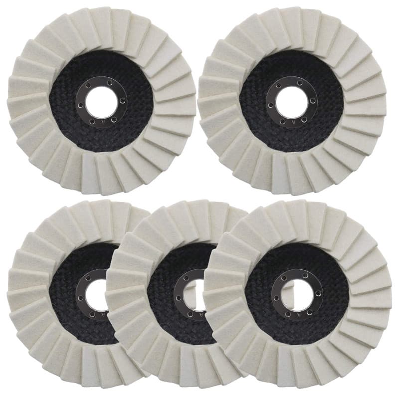OTOTEC 5pcs Roue de Polissage en Feutre de Laine 125mm Rondelle Dentelée Disque Rabat pour Acier Inoxydable Verre Métaux Alumini