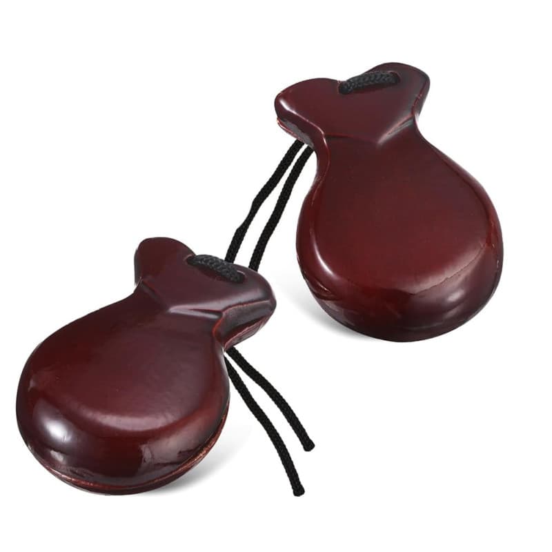 Geroosaty 2 PCS de Castagnettes Espagnoles avec Corde D'Environ 8,8x6,5x3cm - Castagnettes Traditionnelles en Bois pour Percussi