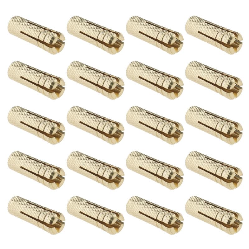 SG Store Lot de 20 chevilles M6 en laiton pour ancrage mural - Manchon de fixation en laiton pour ancrage dans des briques solid