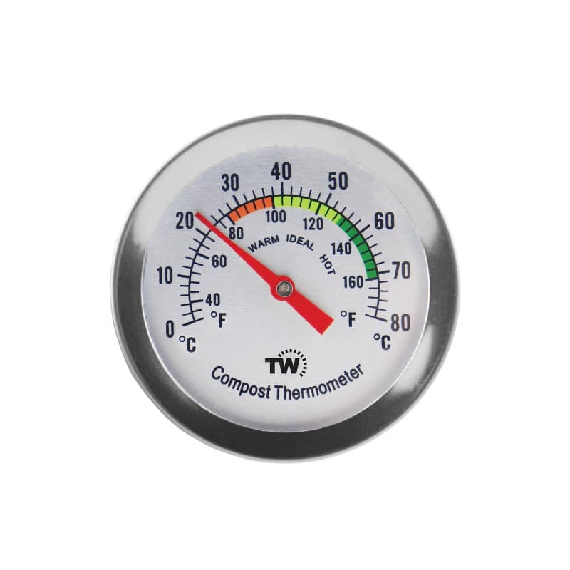 Thermomètre à compost - Thermomètre à cadran en acier inoxydable pour compostage maison et jardin - Diamètre 50 mm - Cadran C &