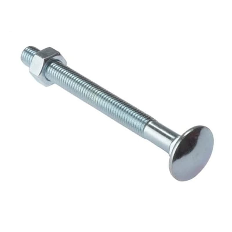 Merriway BH04826 (10 pièces) Boulons de carrosserie avec écrous, M6 x 100 mm (1/4" x 4"), zingué - Lot de 10 pièces