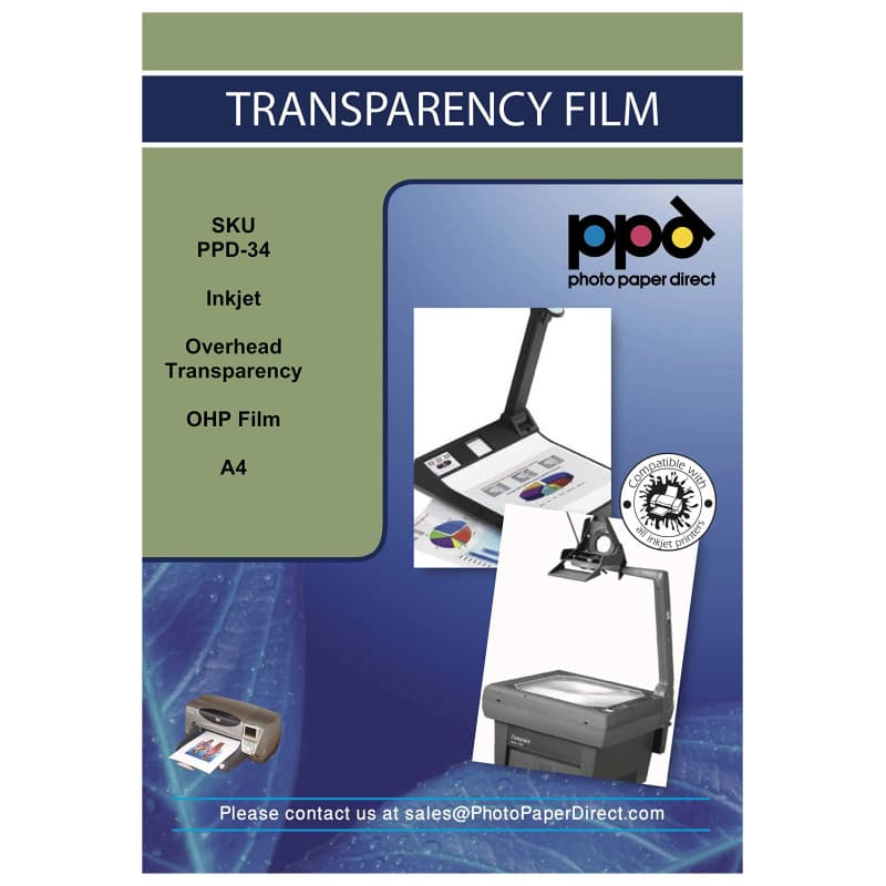 PPD A4 X 5 Films Transparents pour Rétroprojecteur, Impression Jet d'Encre, 10 Feuilles OHP Premium, Noirs Profonds, PPD-34-5