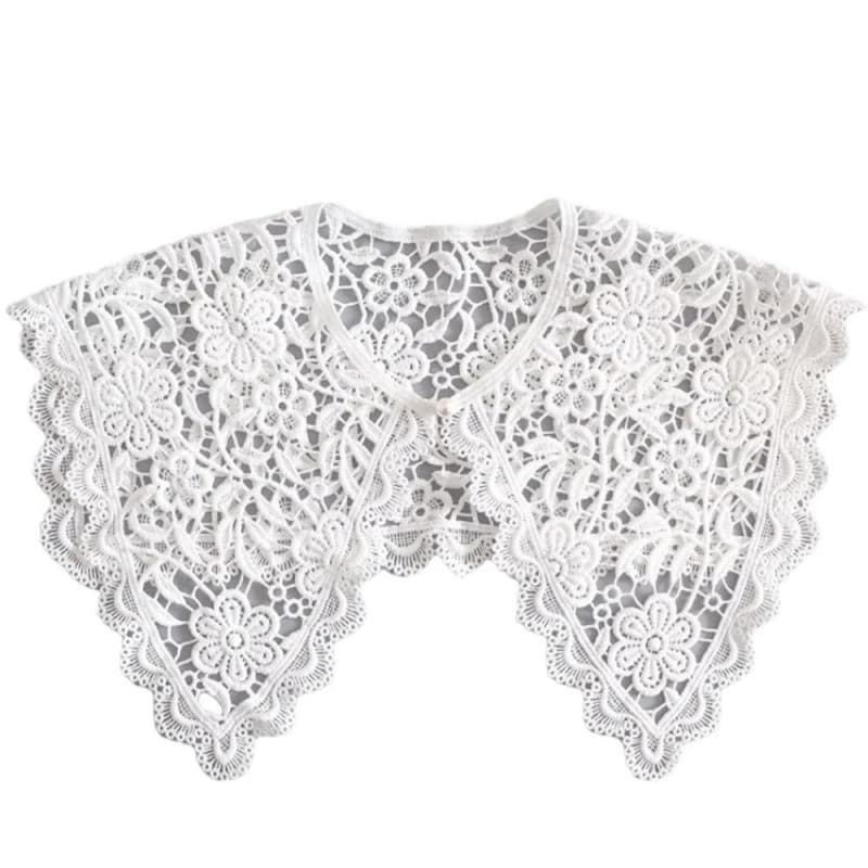 TRIXES Collier en Dentelle Ivoire - Collier Floral - Collier détachable Accessoire d'applique brodé - Accessoire de déguisement