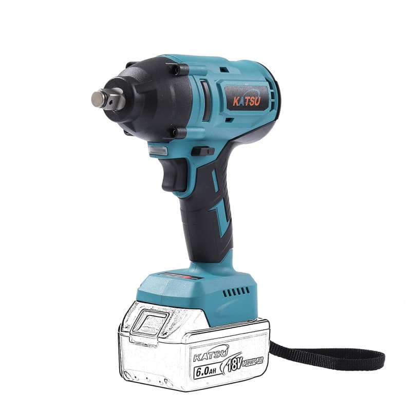 Clé à Chocs sans Fil Brushless 21V KATSU FIT-BAT, 1/2" 600Nm Super Torque Clé à Chocs Électrique sans Fil, Moteur sans Balais, F
