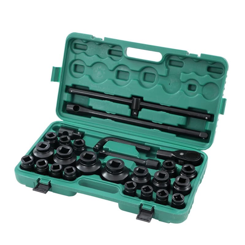 KATSU 3/4" Jeu de Douilles Profondes Impact 26 Pièces, 21-65mm Métrique avec Clé à Cliquet 24 Dents, Outil de Mécanicien Réparat