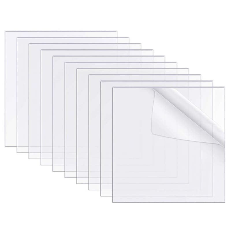 SUNSK Feuille Acrylique Transparent Panneau Acrylique 100 x 100 mm Feuilles de Plexiglas pour Remplacement de la Vitre du Cadre